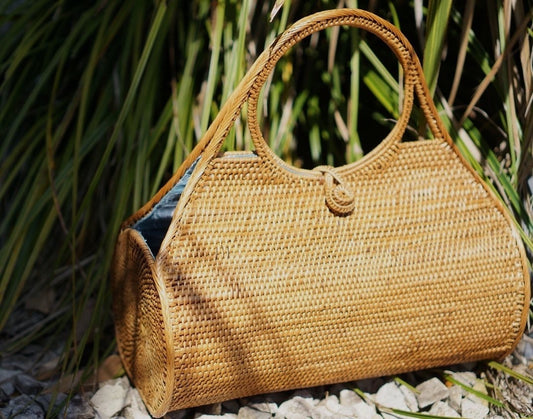 Hand Woven Atta Side Round Hand Bag ~ Made in Bali ~