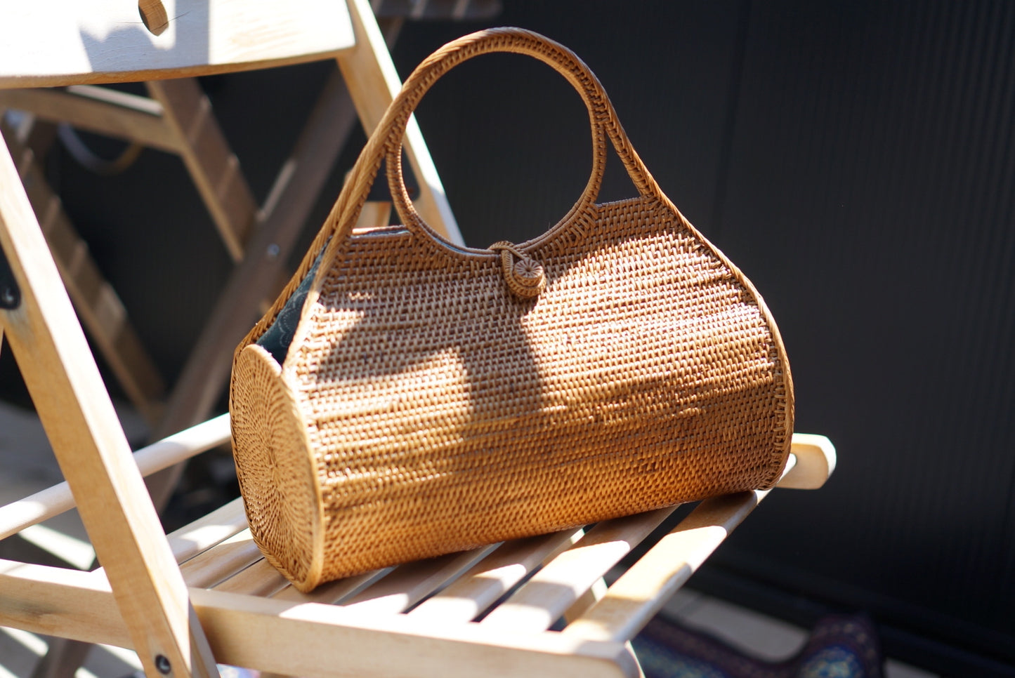 Hand Woven Atta Side Round Hand Bag ~ Made in Bali ~