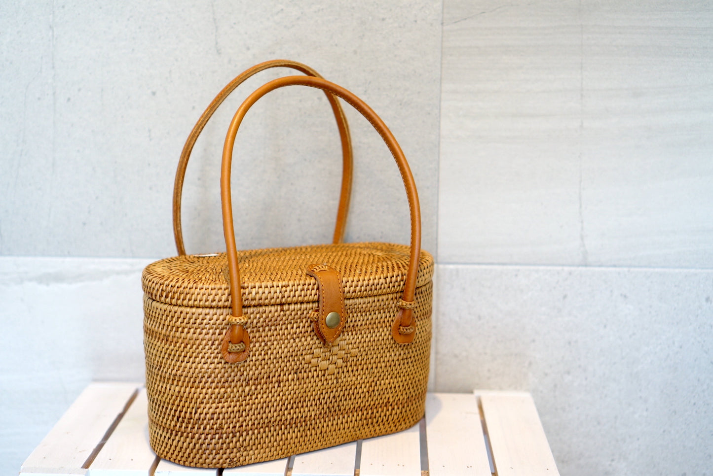 Hand Woven Atta Oval Hand Bag ~ Made in Bali ~