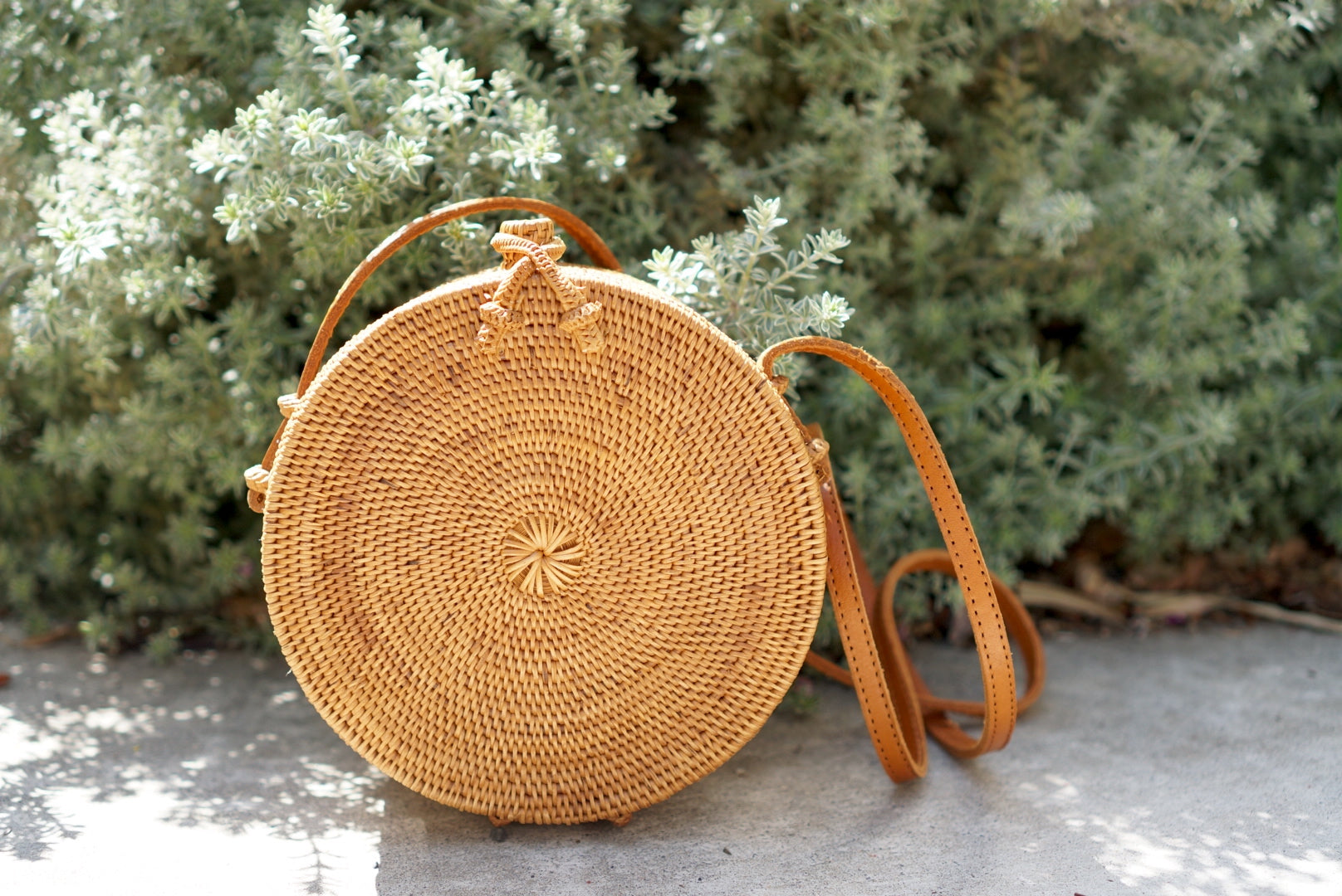 Hand Woven Atta Round Strap Bag ~ Made in Bali ~
