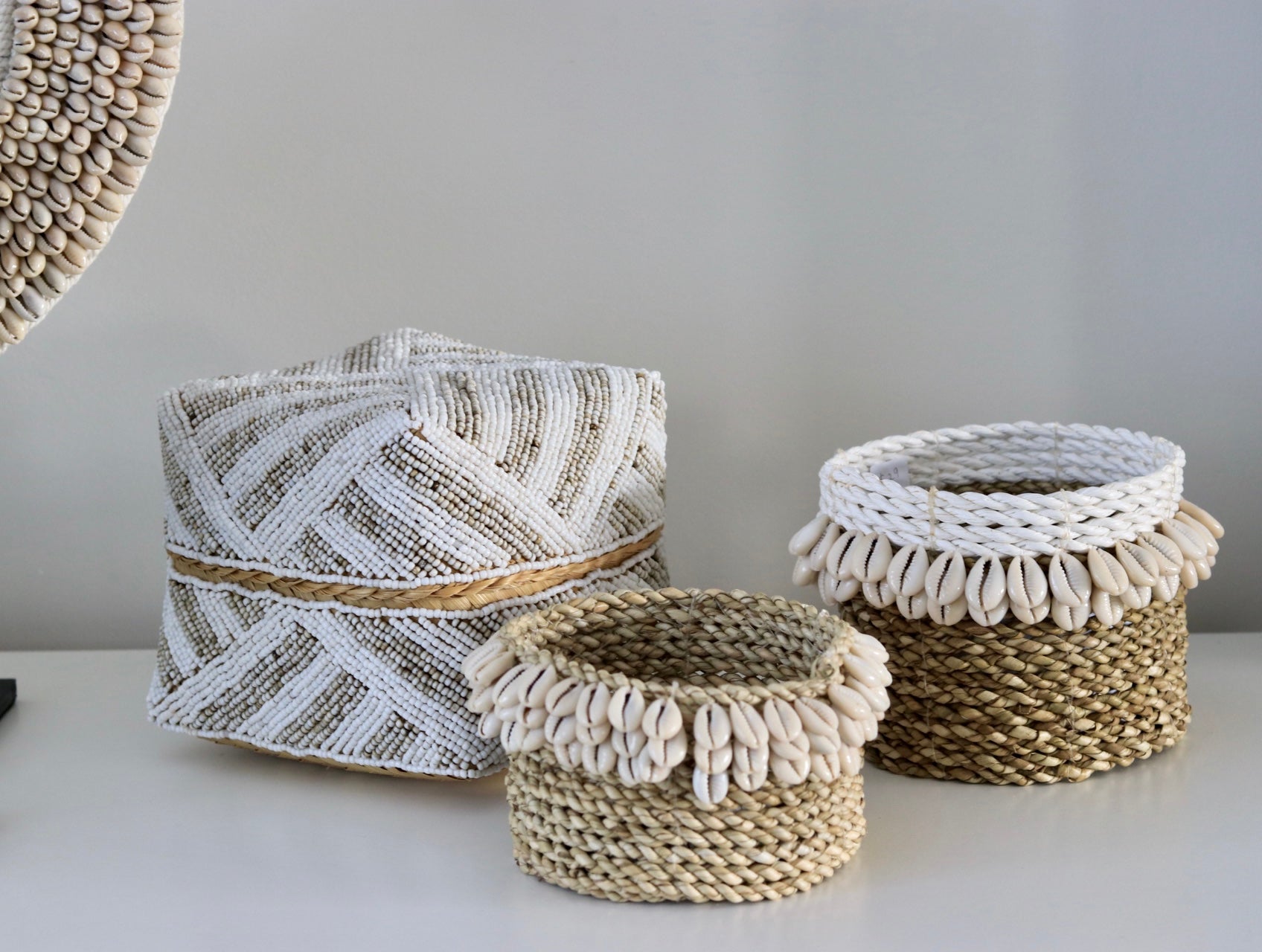 Bali Style Handmade Mini Basket with Cowrie Shells