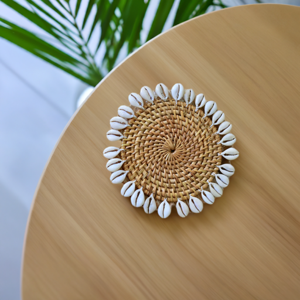 rattan shell coaster Bali home decor