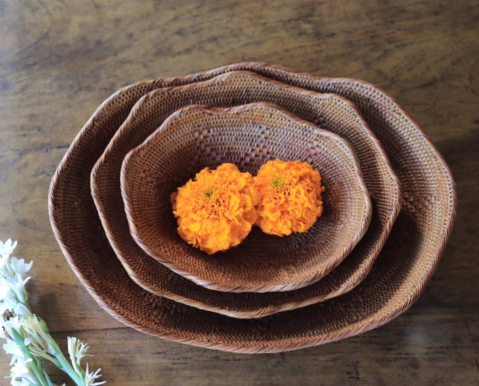 Hand Woven Atta Basket ~ Made in Bali ~ Beautiful Oval Wave Design