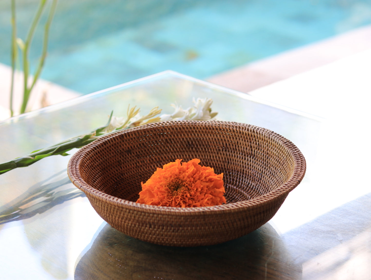 Hand Woven Atta Round Bowl ~ Made in Bali ~ Bali Home Decor by artisans