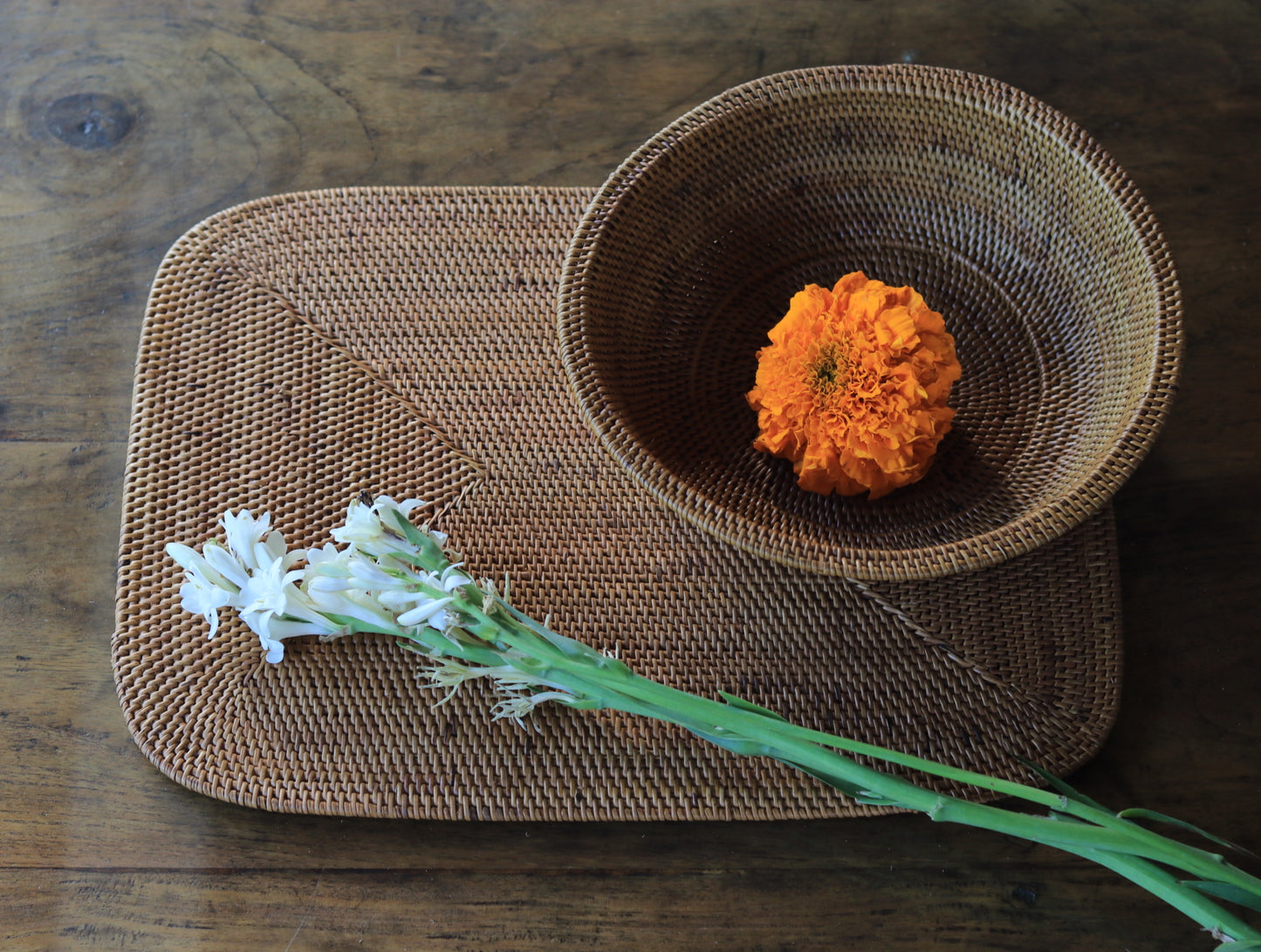 Hand Woven Atta Round Bowl ~ Made in Bali ~ Bali Home Decor by artisans
