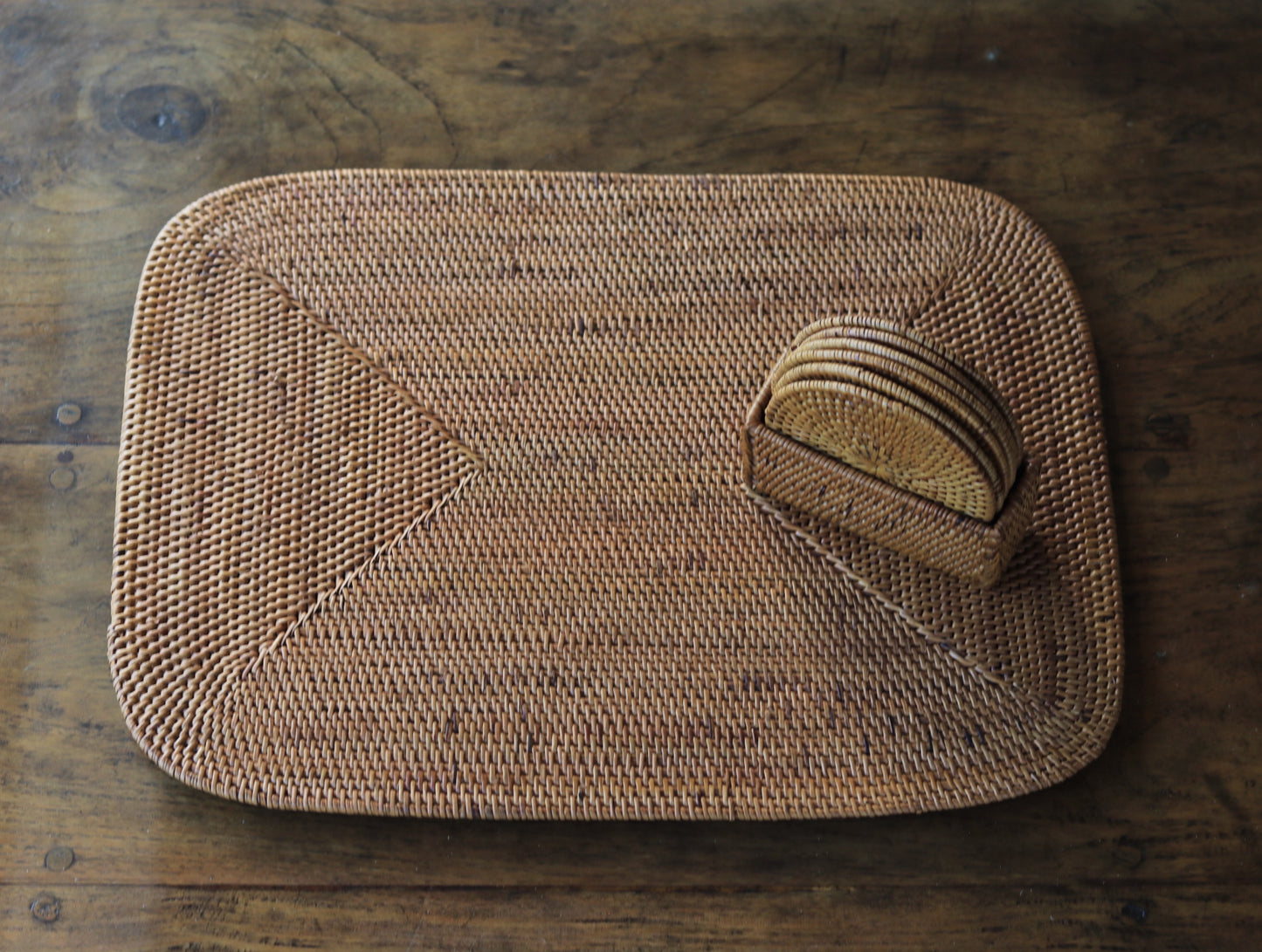 Hand Woven Atta Round Coaster Set ~ Made in Bali ~