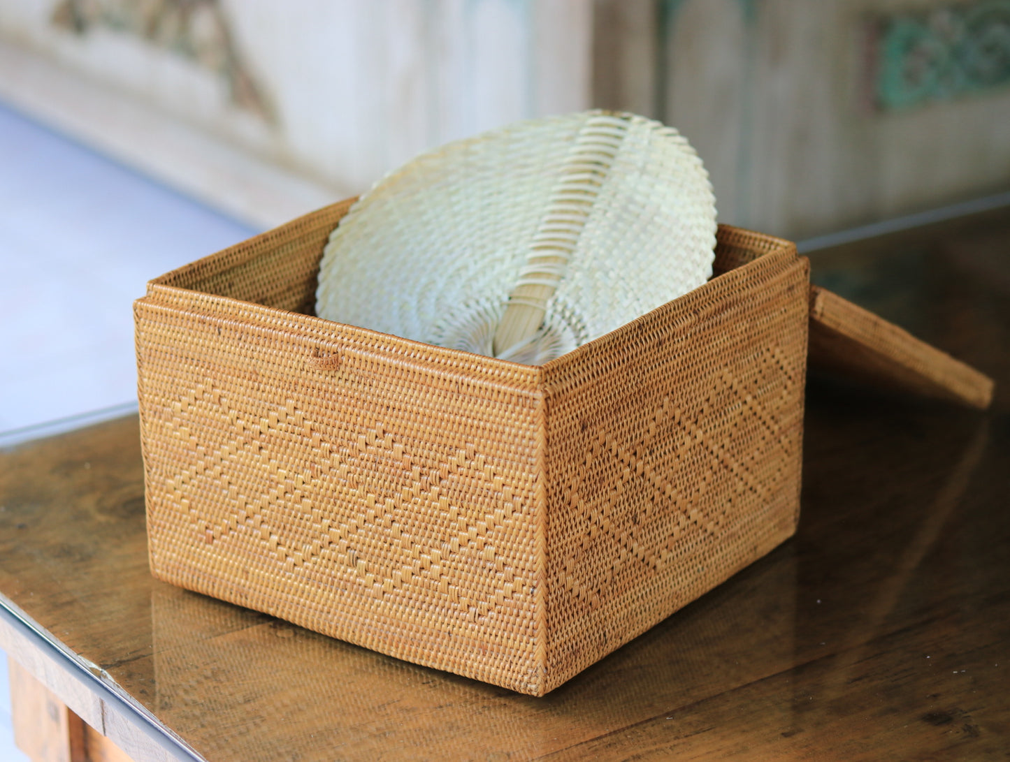 Hand Woven Atta Box with lid ~ Made in Bali ~