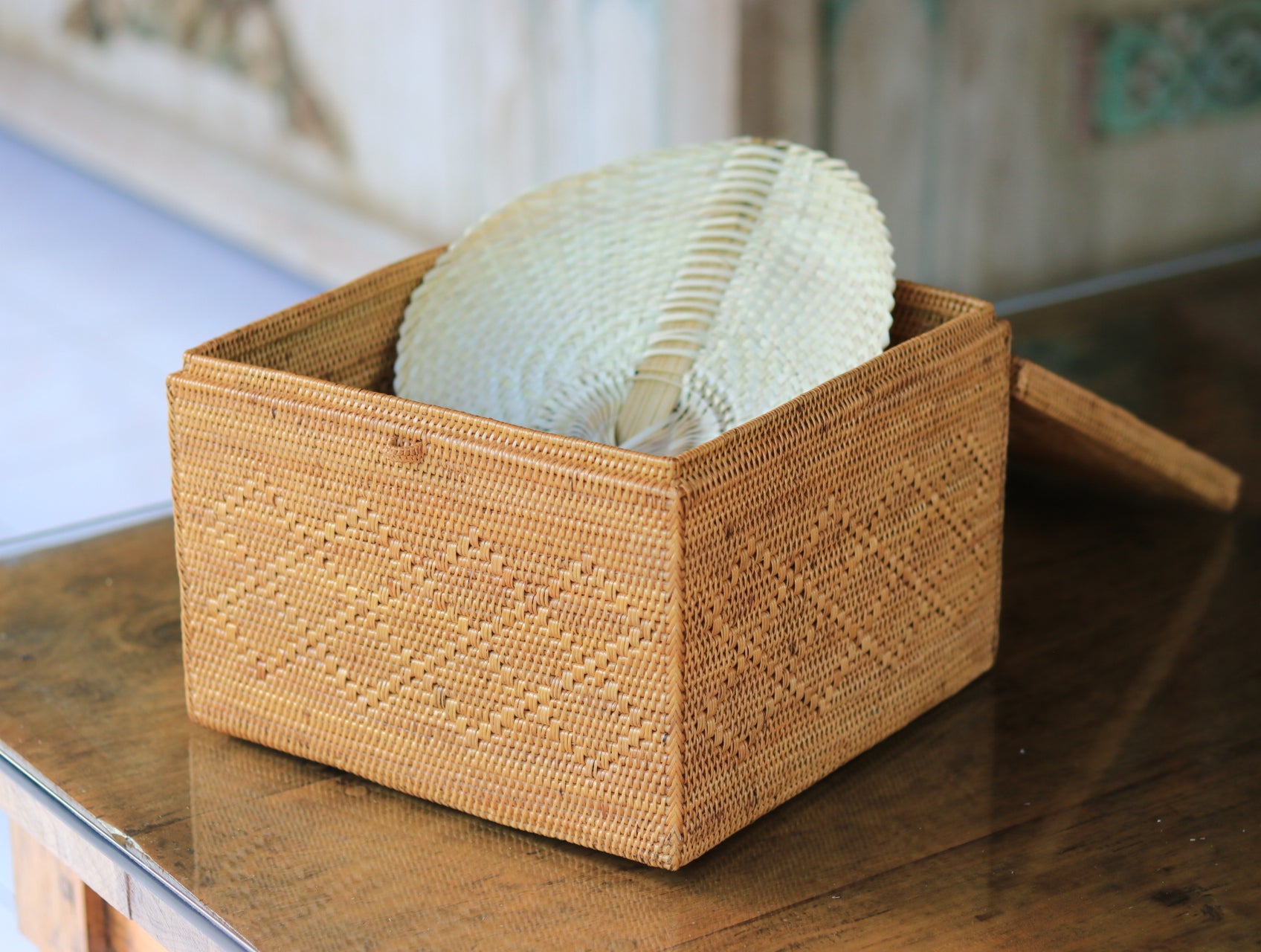 Hand Woven Atta Box with lid ~ Made in Bali ~