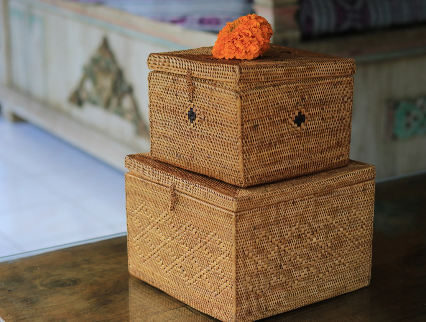 Hand Woven Atta Box with lid ~ Made in Bali ~