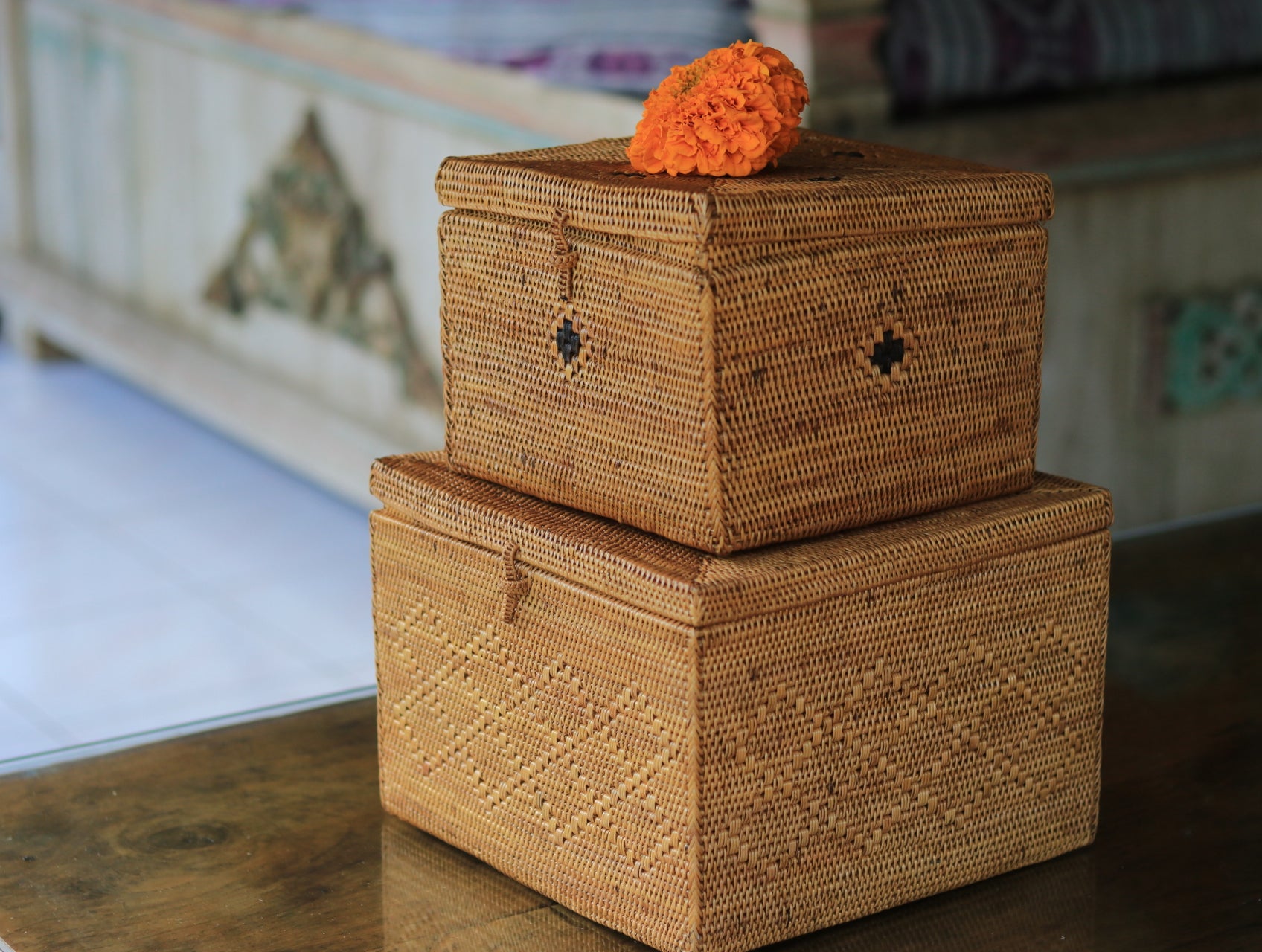 Hand Woven Atta Box with lid ~ Made in Bali ~