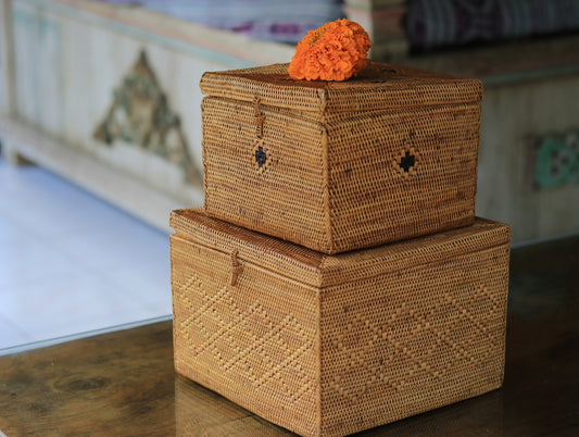 Hand Woven Atta Box with lid ~ Made in Bali ~