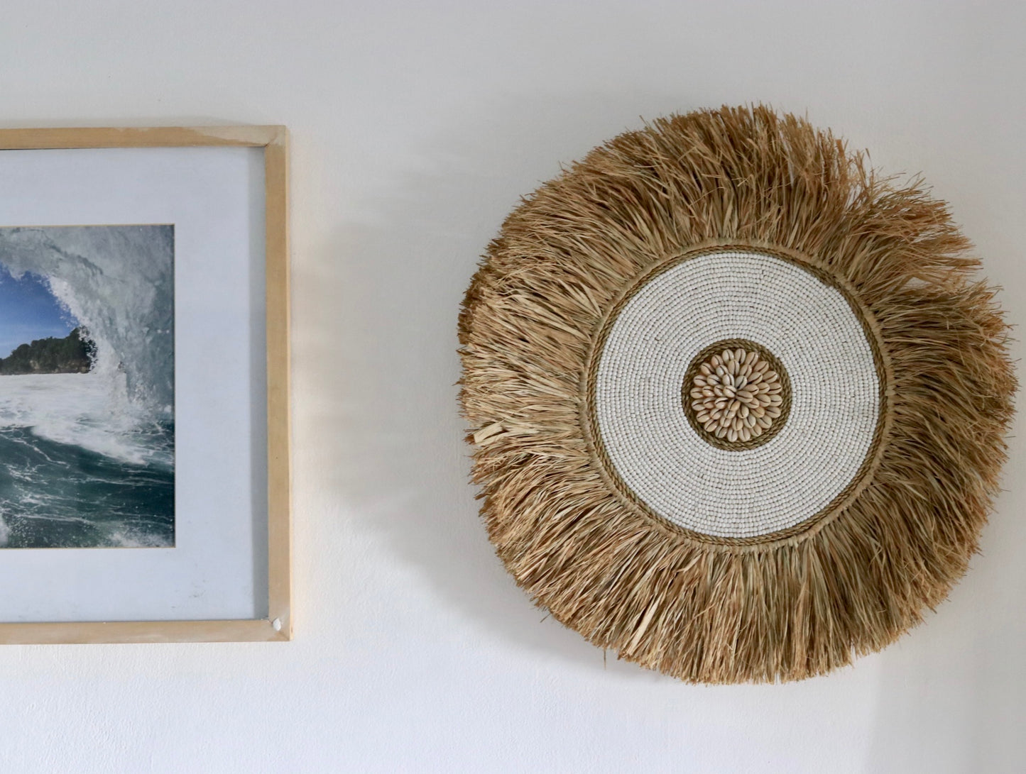 Raffia, Beads, Cowrie Shells Hanging Bali Style