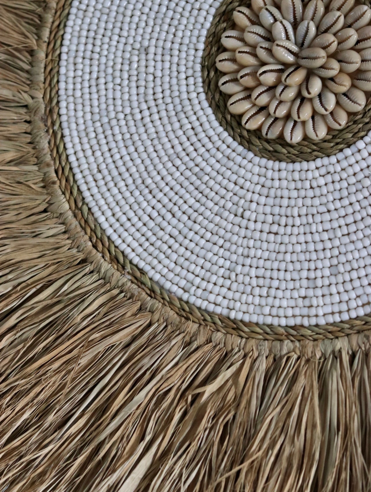 Raffia, Beads, Cowrie Shells Hanging Bali Style