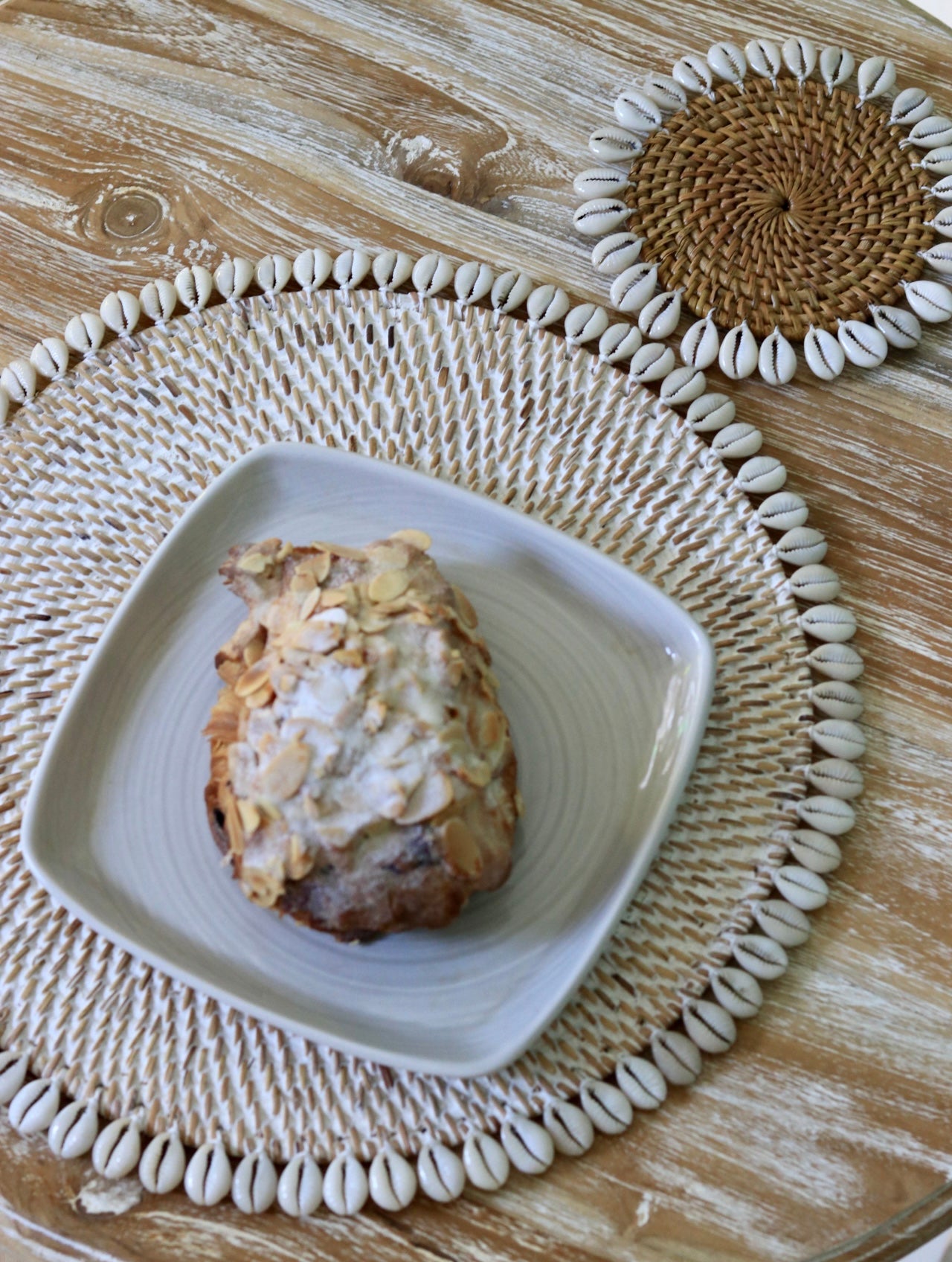 Hand Woven Rattan & Shell Place Mat ~ 2 colors ~