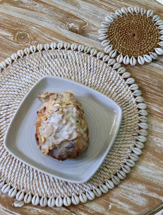 Hand Woven Rattan & Shell Place Mat ~ 2 colors ~