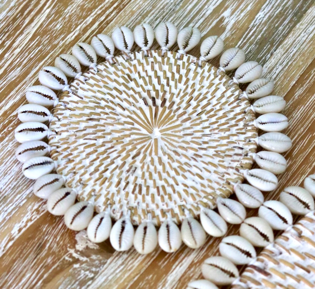 rattan shell coaster Bali home decor