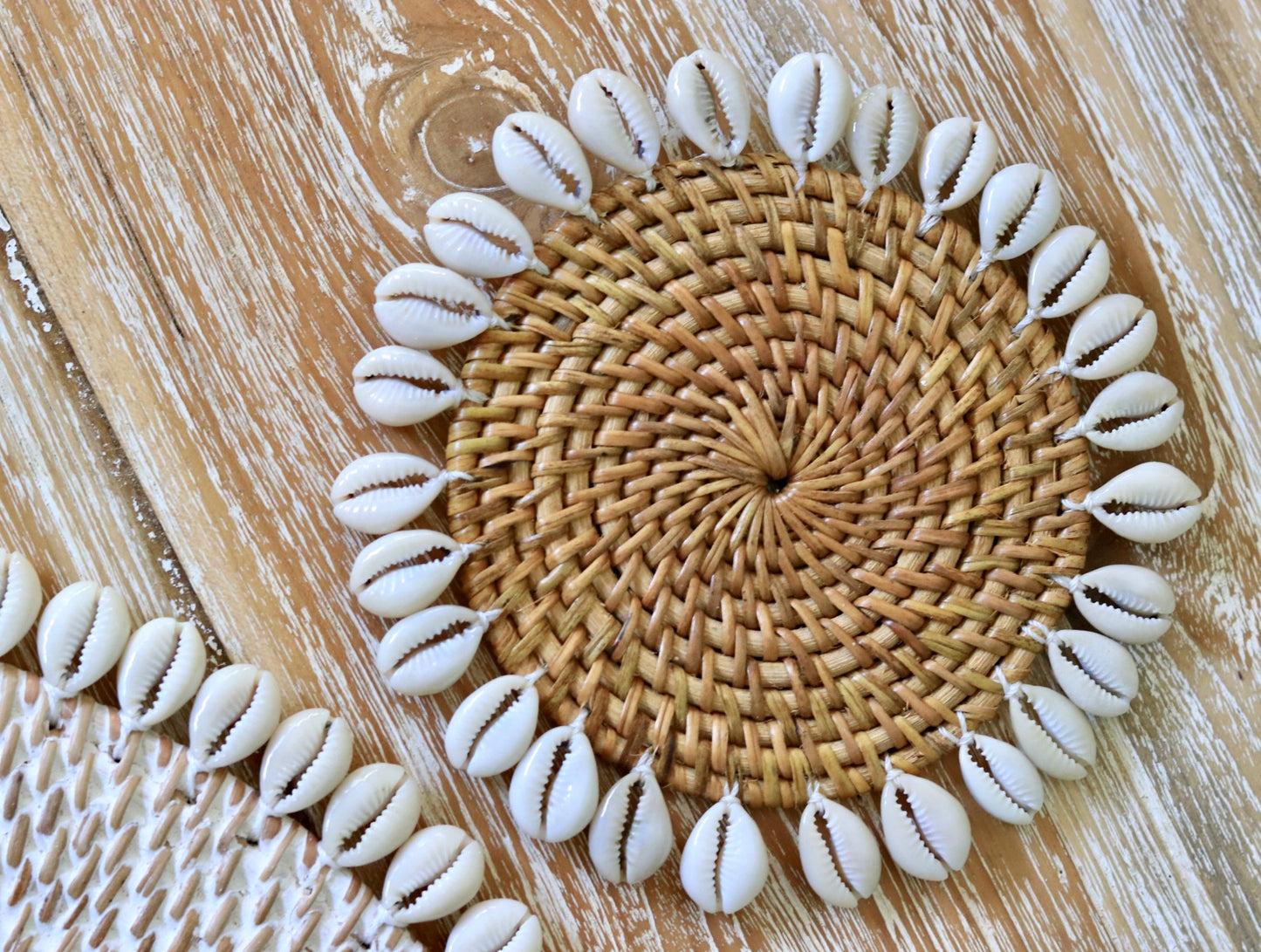 rattan shell coaster Bali home decor