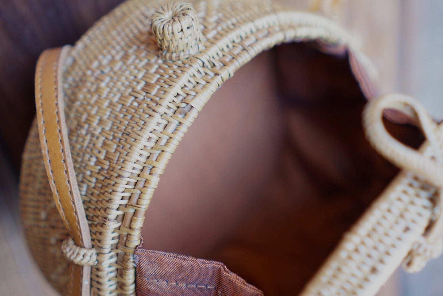 Hand Woven Atta Round Strap Bag ~ Made in Bali ~