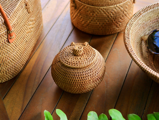 Bali Handwoven Atta Trinket Box with Lid ~ Made in Bali ~