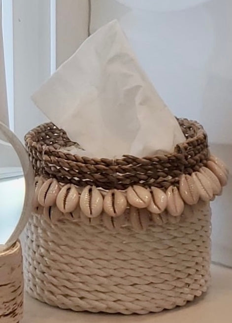 Handmade 2 Color Mini Basket with Cowrie Shells